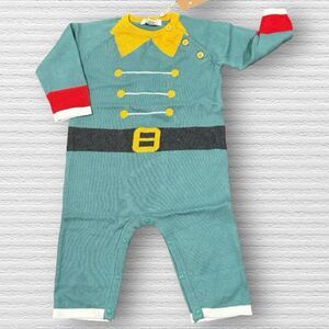 Angel Dear 3-6M Knit Cotton Christmas Elf Coverall Romper Green NWT Holiday